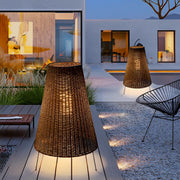 Rattan Tripod Outdoor Floor Lamp with Integrated LED