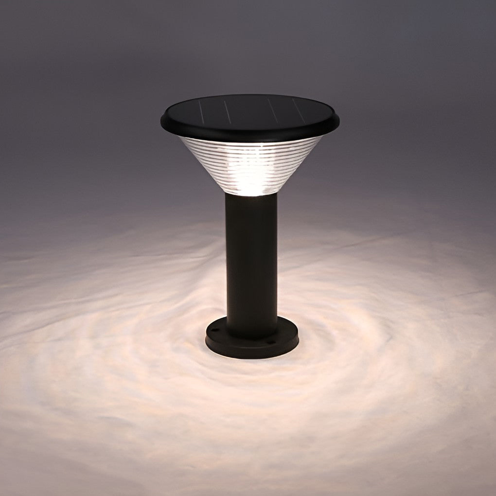 Solar LED Pathway Light Black Cylindrical Outdoor Landscape Lighting