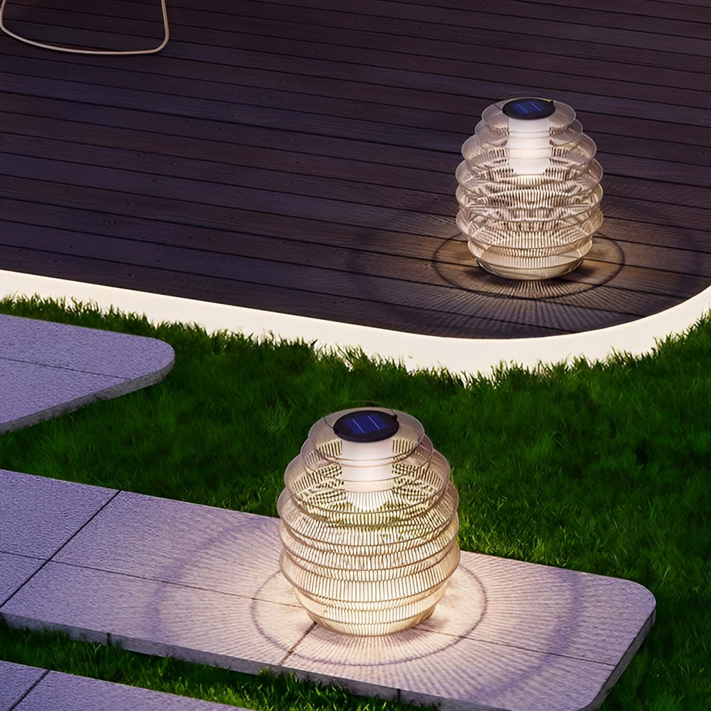 Handwoven Rattan Solar Outdoor Lantern with LED Light