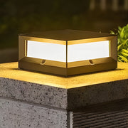 Square Waterproof Solar Outdoor Post Light Industrial Black Metal