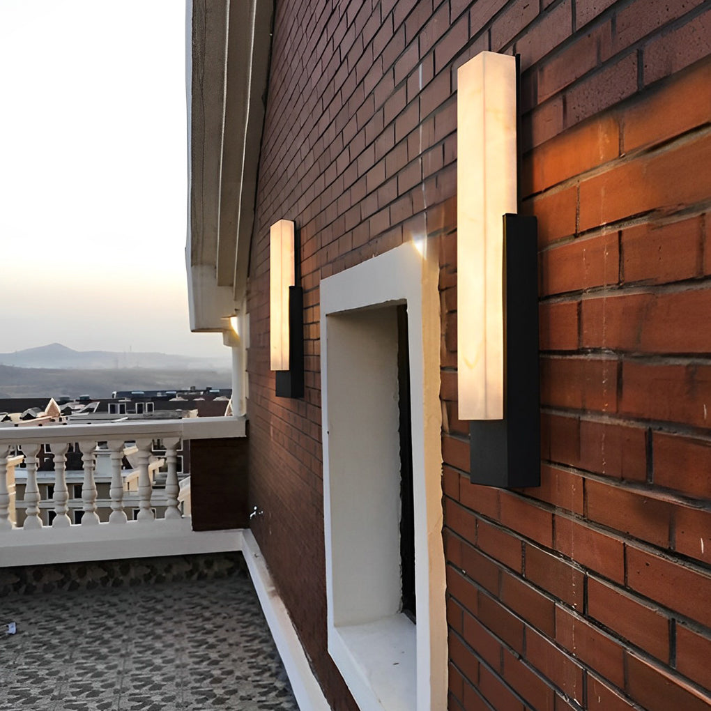 Modern Black Marble Outdoor Wall Light - LED Waterproof Fixture