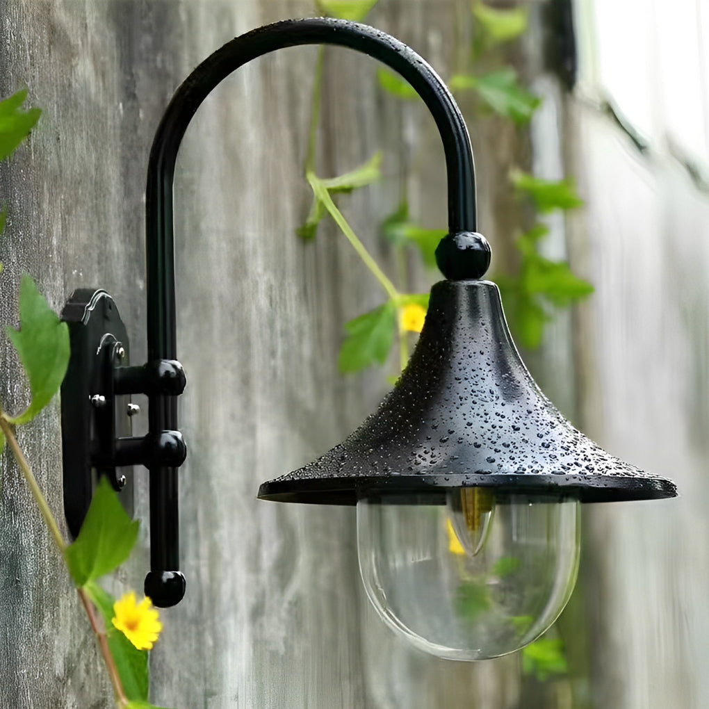 Trumpet Shaped LED Outdoor Wall Lamp Black Industrial Vintage