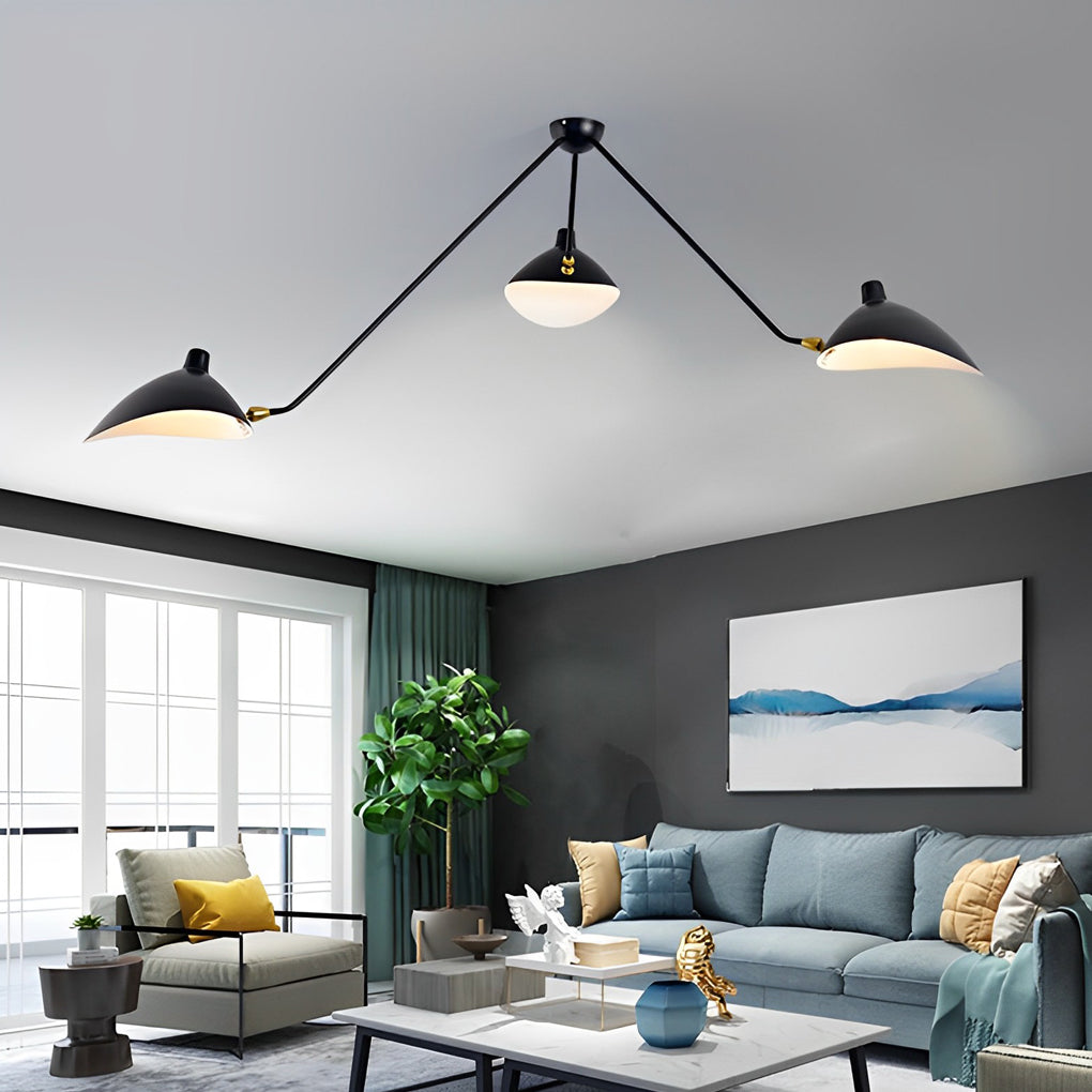 Rotatable 3-Light Modern Ceiling Light in Black Hardware