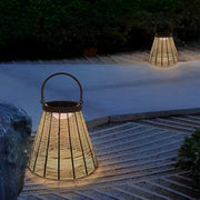 Solar Rattan LED Outdoor Lantern with Handle