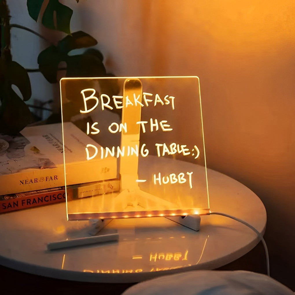 LED Acrylic Writable Message Board Table Lamp with Tripod Stand