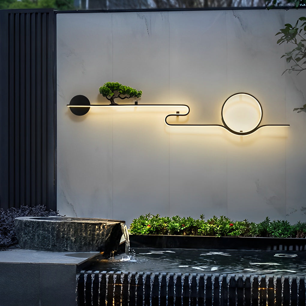 Moon Tree Outdoor LED Wall Light – Modern Waterproof Aluminum Sconce