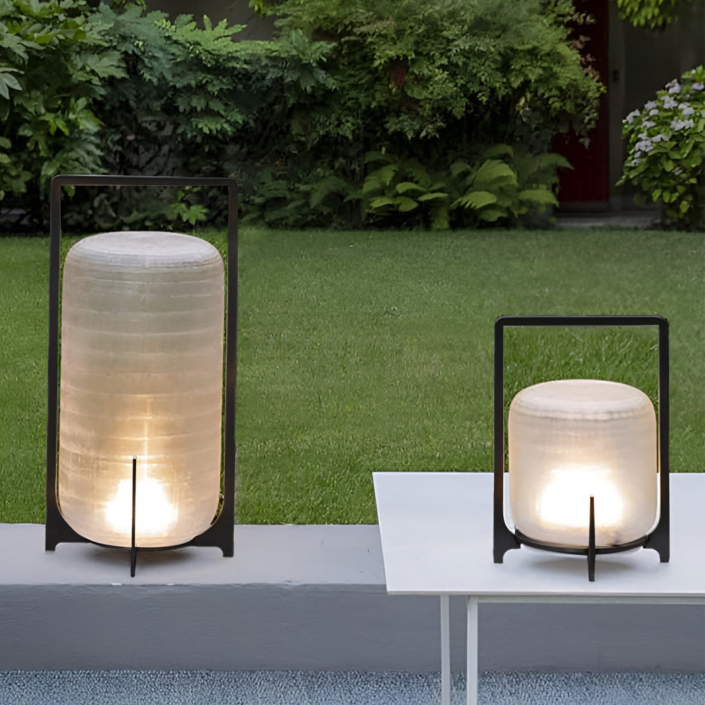 Modern Glass Lantern LED Waterproof Outdoor Floor Lamp