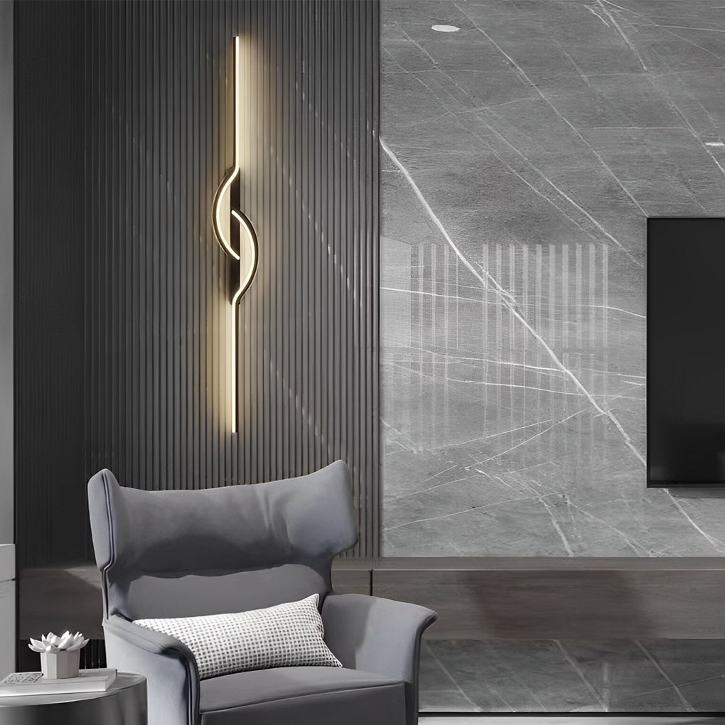 Modern Black LED Strip Wall Light with Stepless Dimming