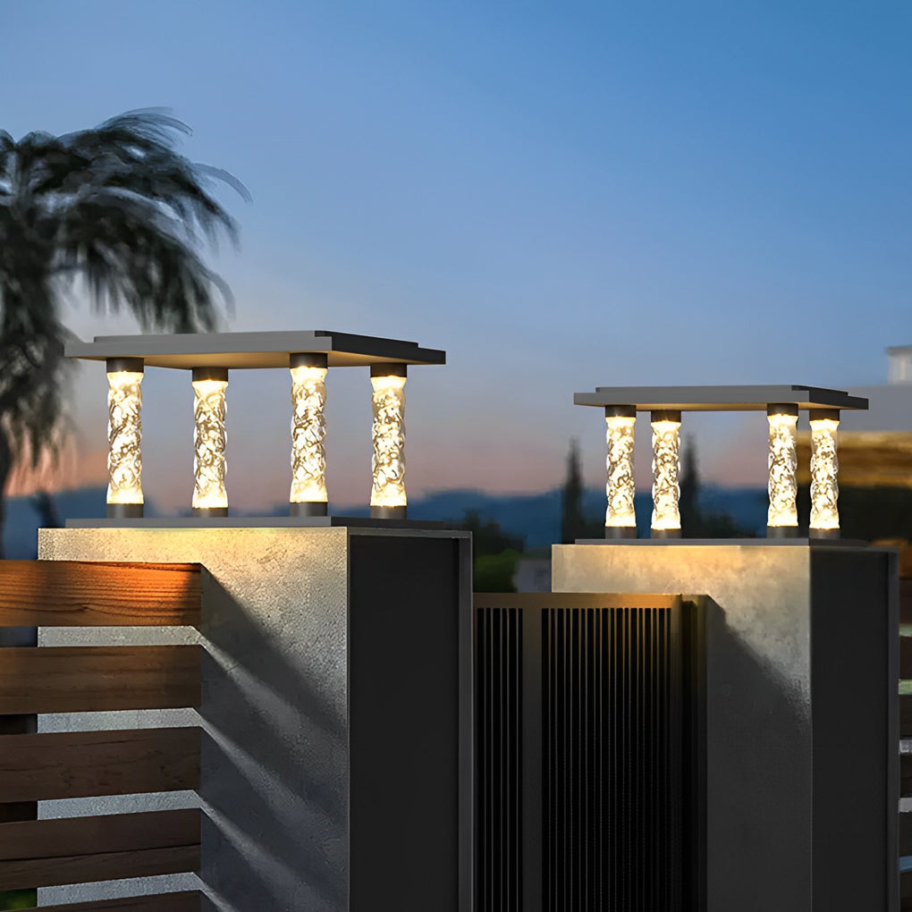 Modern Solar Post Cap Light - Waterproof LED Outdoor Post Lamp