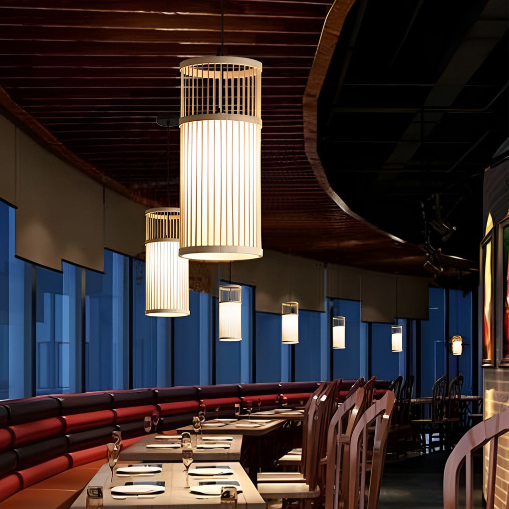 Hand-Woven Bamboo Pendant Light – Modern Farmhouse LED Ceiling Lamp