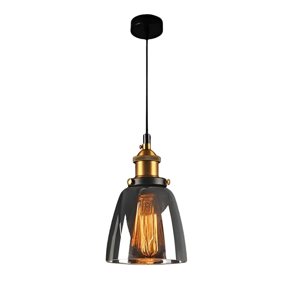 Smoke Gray Glass Industrial Pendant Light – Modern Minimalist
