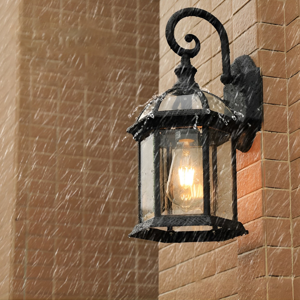 Vintage Industrial Outdoor Wall Sconce with Double Glass Shade