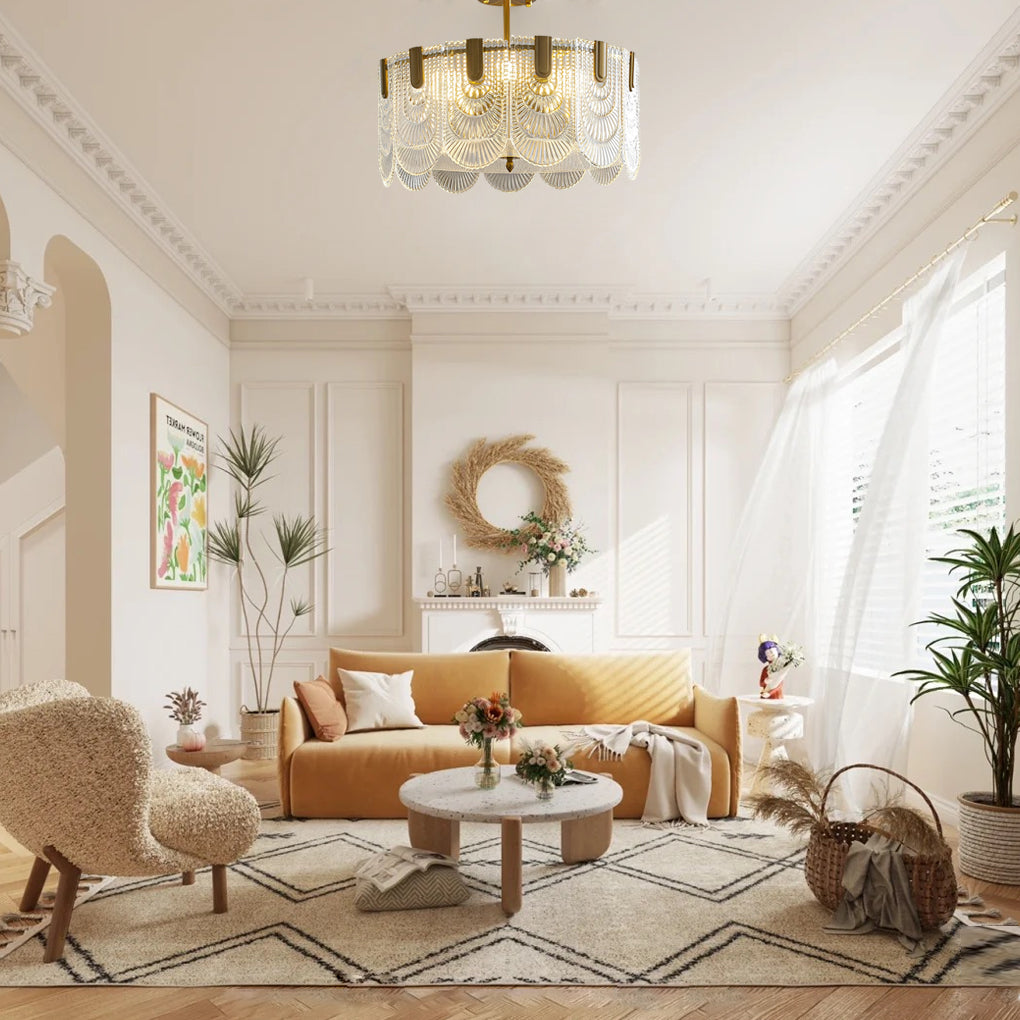 Modern Glass Chandelier with Three-Step Dimming | Copper Finish
