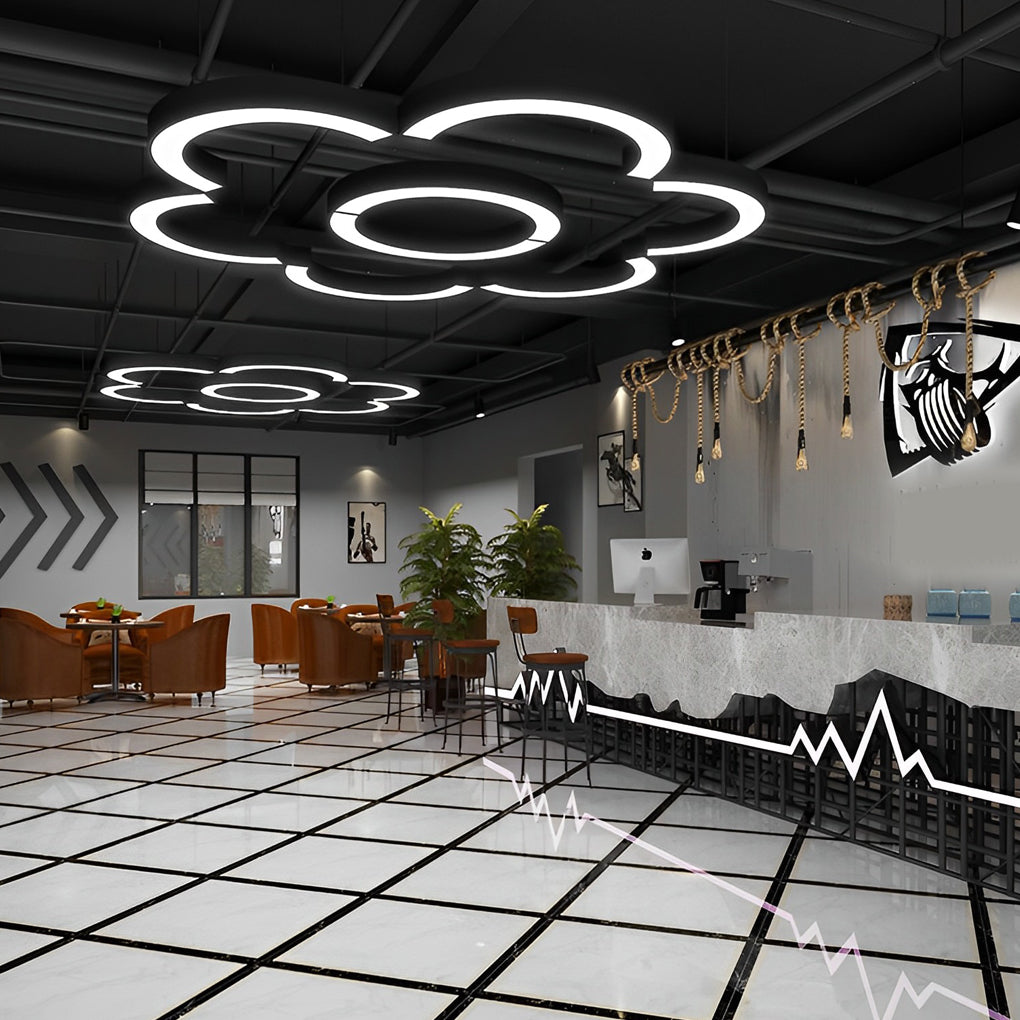 Modern C-Shape LED Pendant Light Half-Circle Profile Black