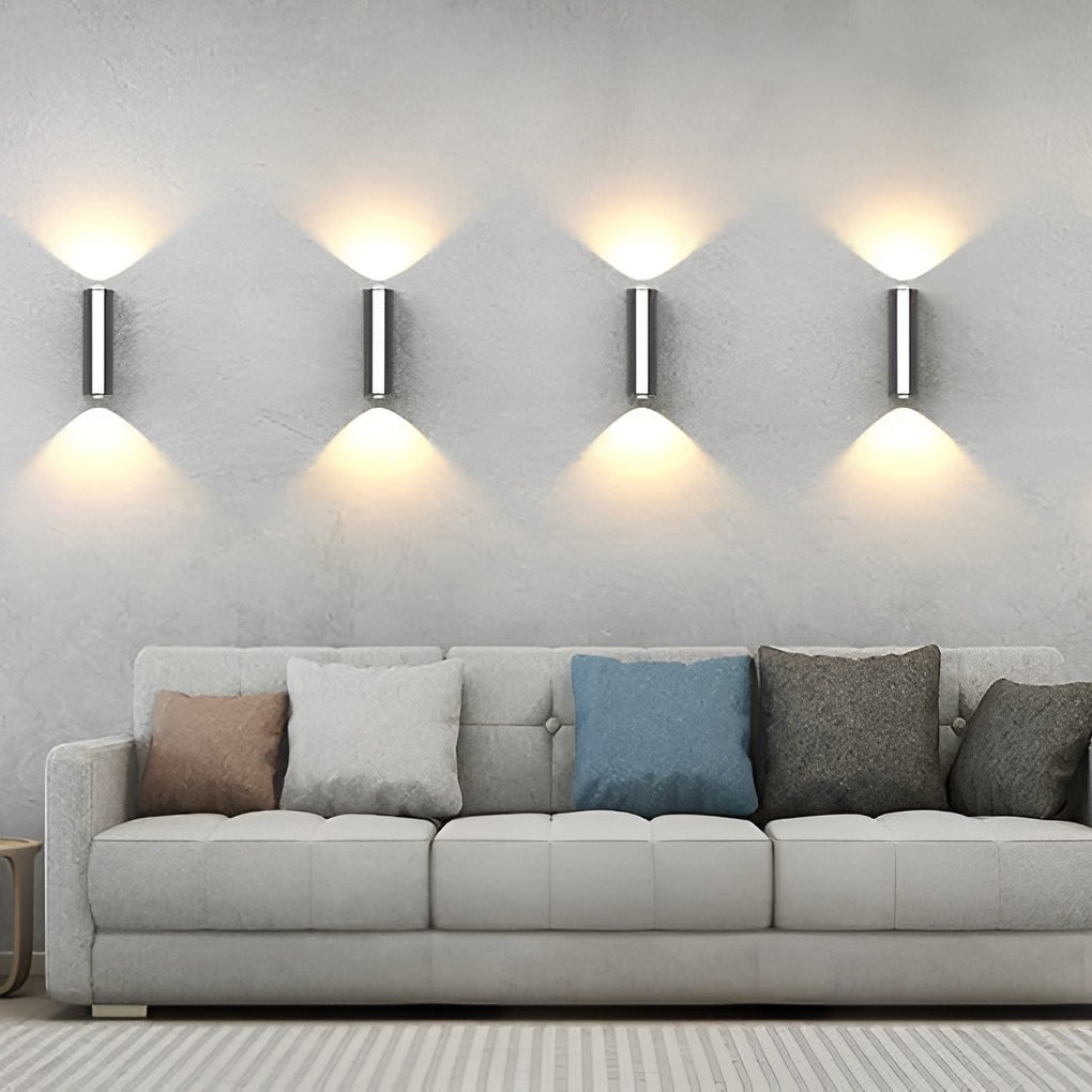 Modern Rectangular LED Wall Light Black Aluminum Up Down Outdoor