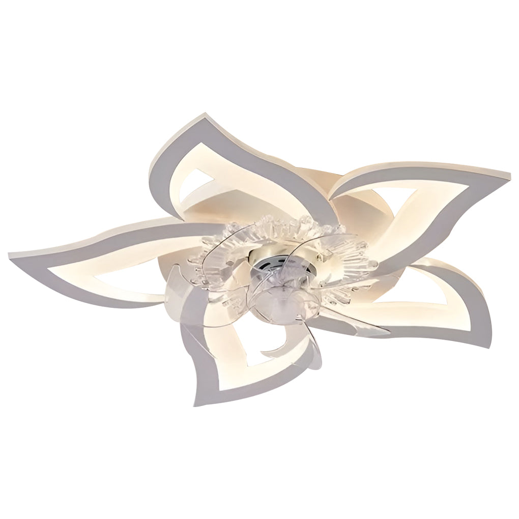 Modern Flower Ceiling Fan with LED Light & 3-Step Dimming