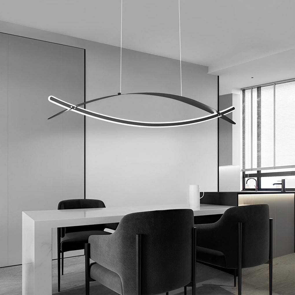 Modern Linear LED Pendant Light with Stepless Dimming