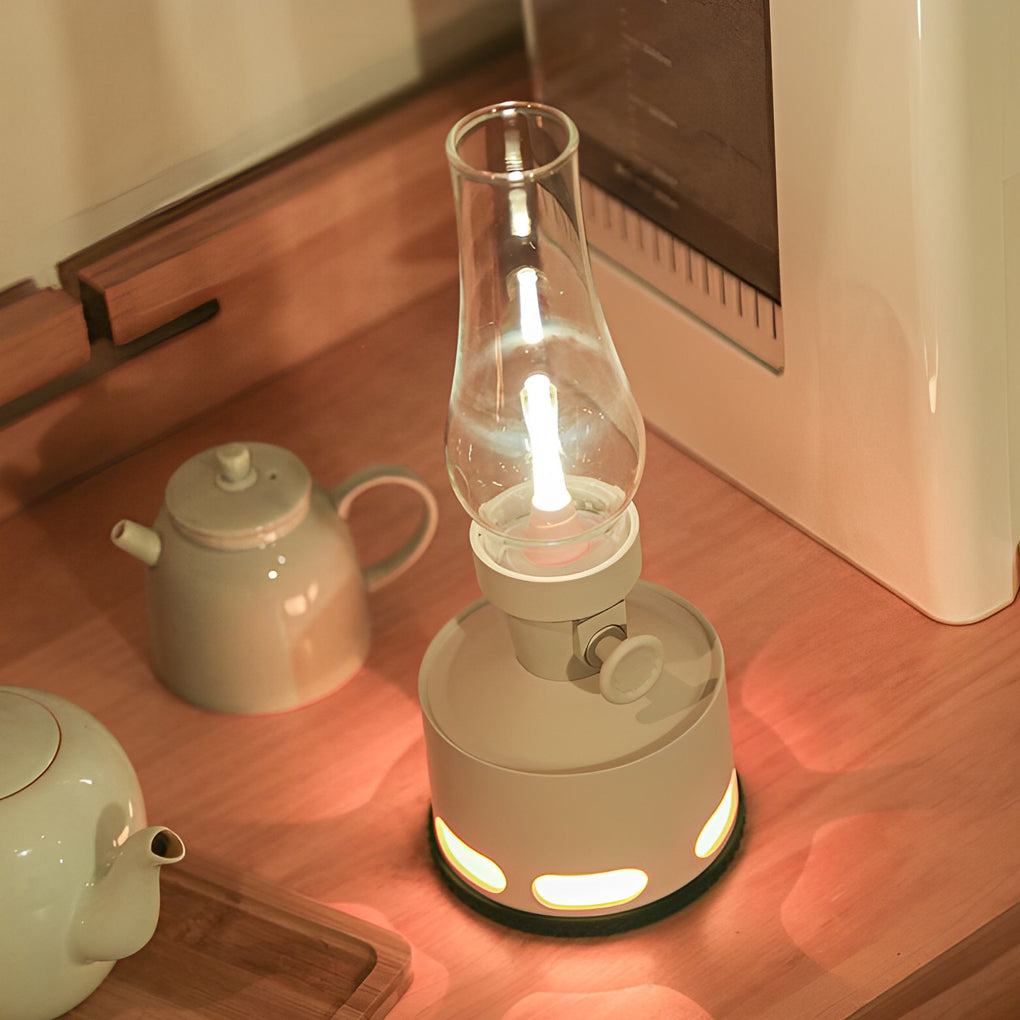 Portable LED Kerosene Style Glass Table Lamp with Gravity Sensor