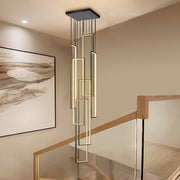 Modern Black Aluminum LED Staircase Chandelier with Adjustable Design