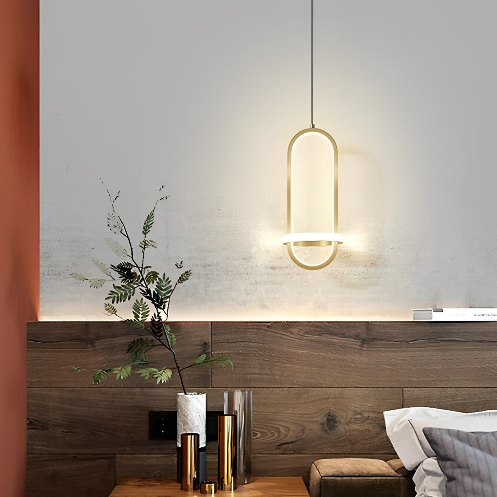 Modern Rounded Rectangle LED Pendant Light Aluminum Silicone Shade