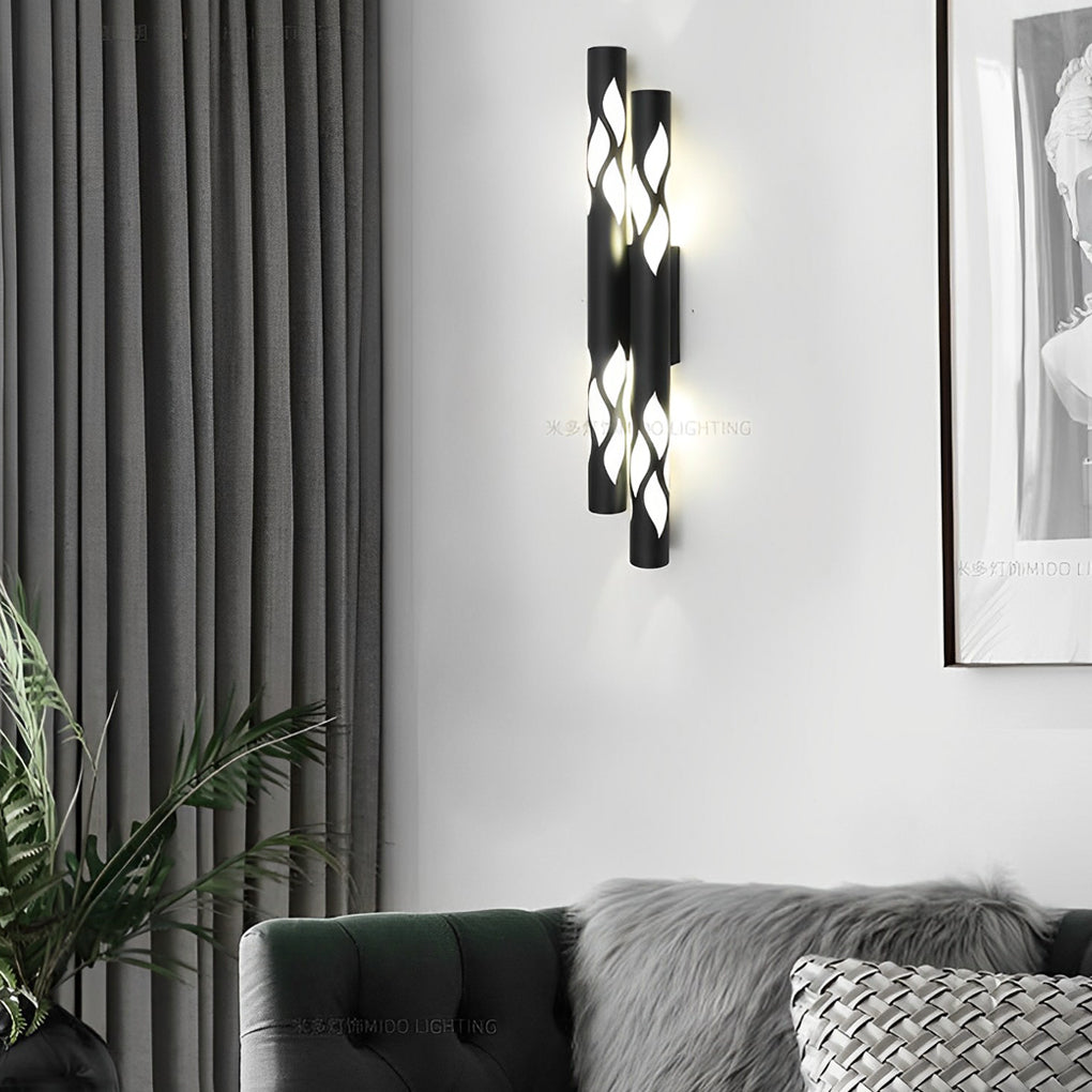 Flame Pattern LED Wall Sconce - Modern Up Down Light Metal Acrylic
