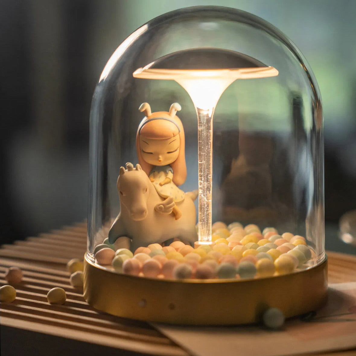 Glass Dome LED Table Lamp with USB Charging & Touch Dimming
