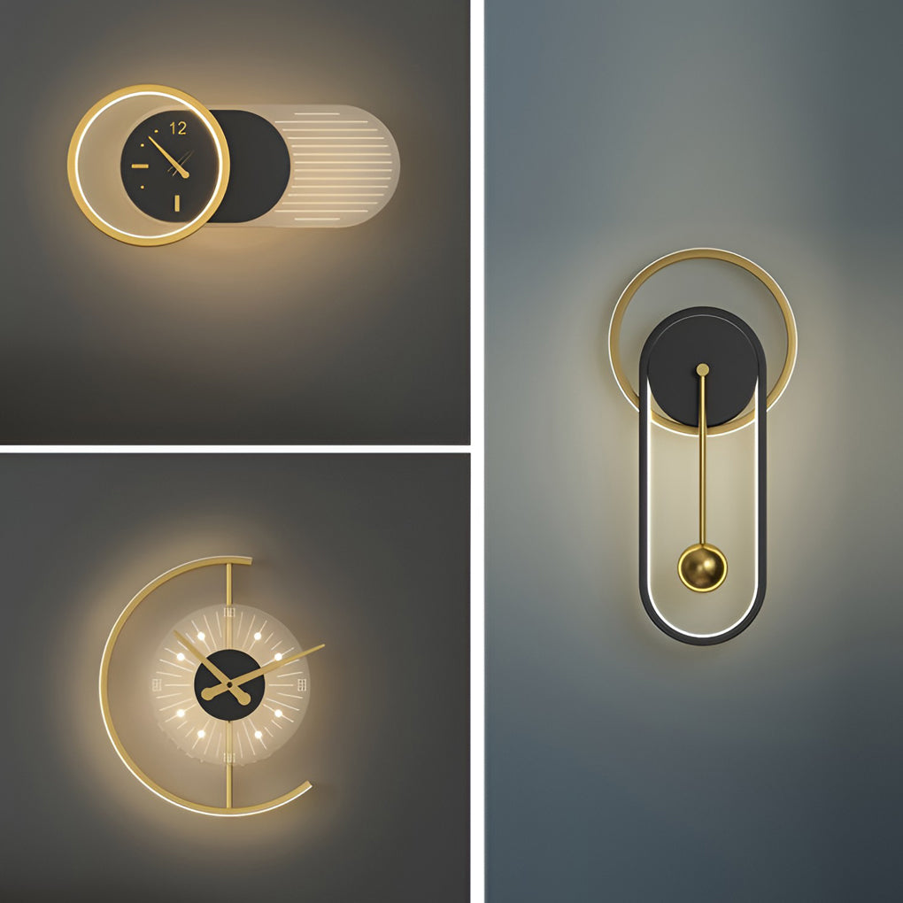 Modern Clock-Shaped LED Wall Sconce - Aluminum & Iron Finish