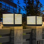 Modern Square Solar LED Outdoor Post Light | Dual Power IP65
