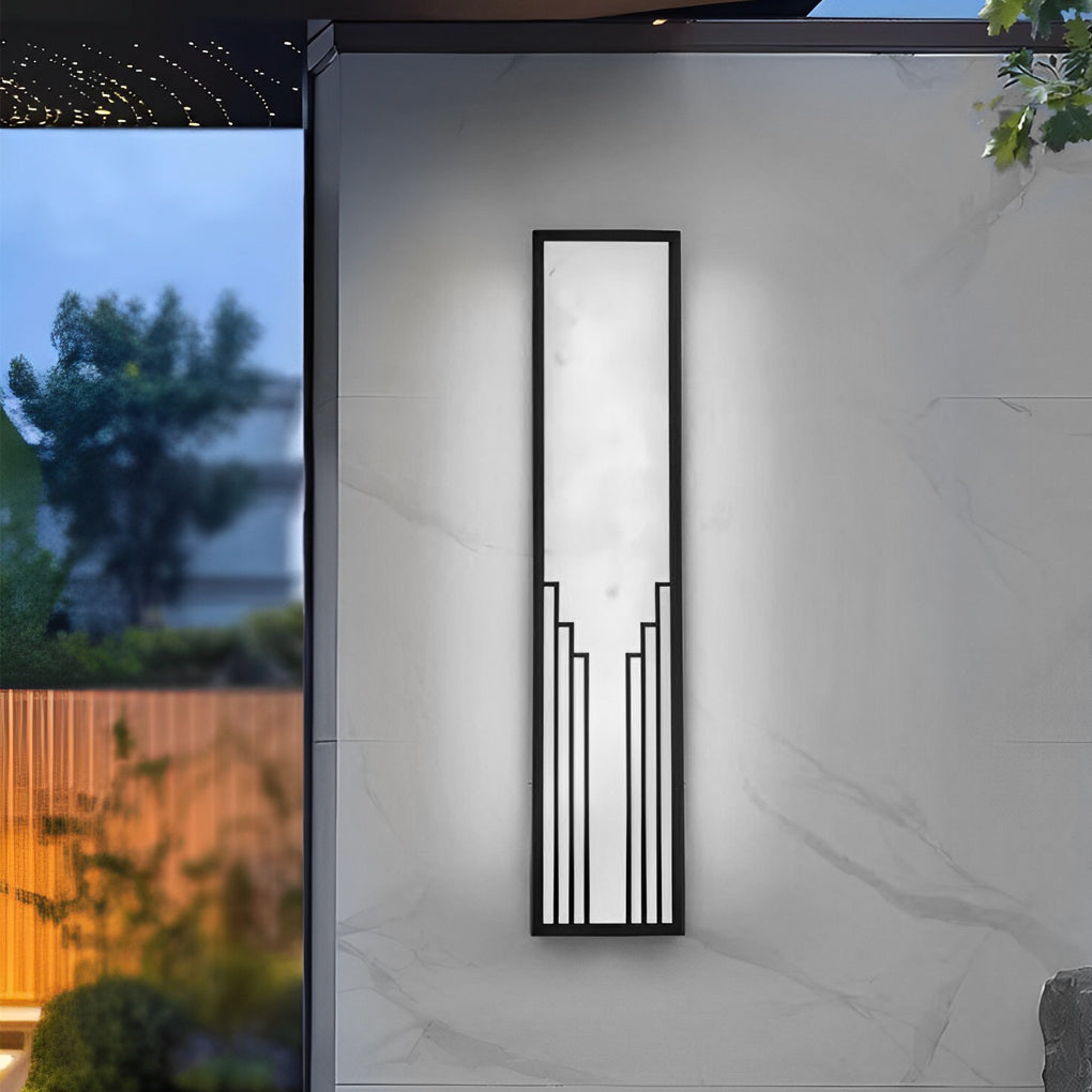 Modern Rectangular LED Outdoor Wall Light - Black Waterproof