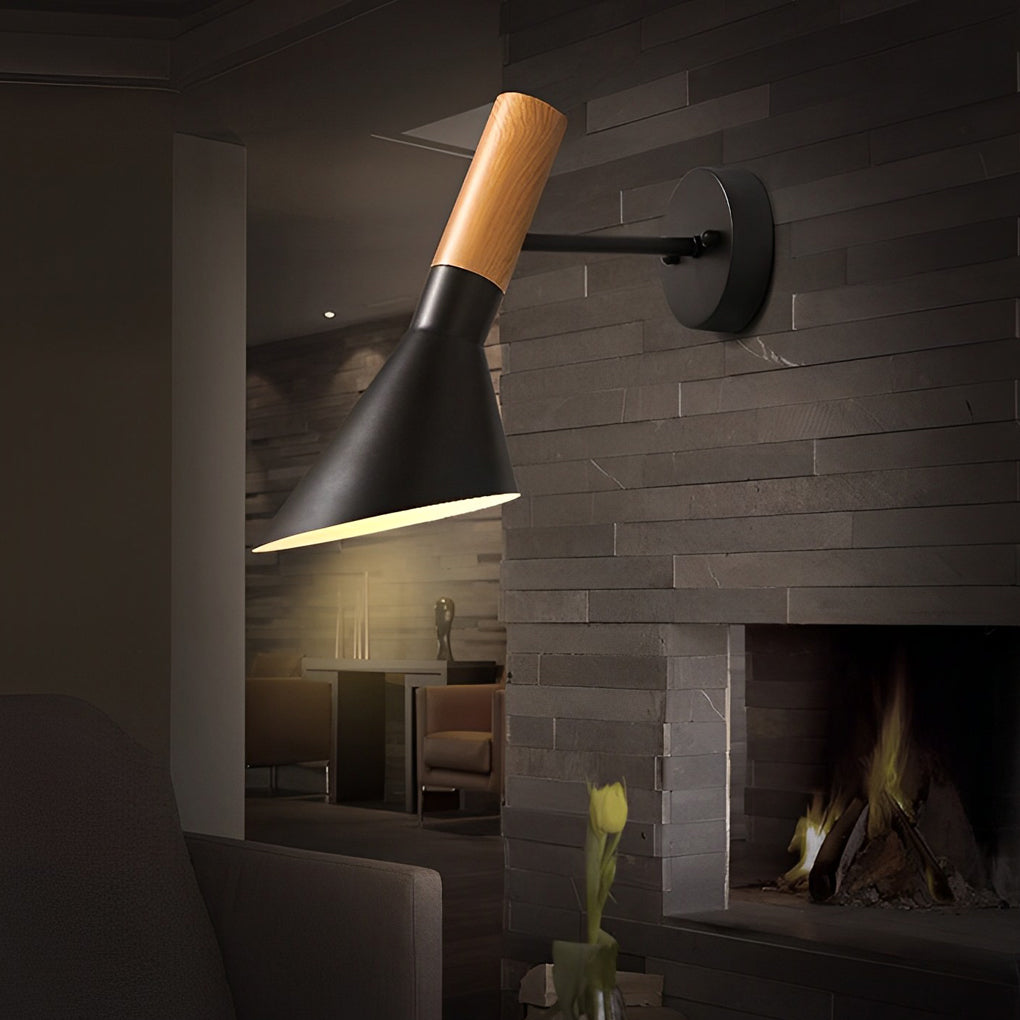Modern Industrial Wood & Iron Wall Sconce with E27 Socket
