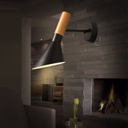 Modern Industrial Wood & Iron Wall Sconce with E27 Socket