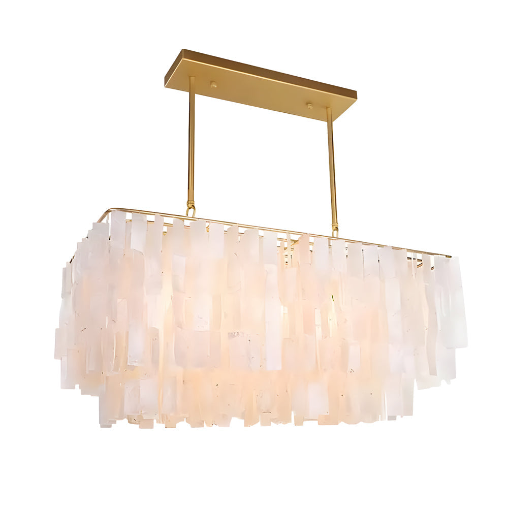 Capiz Shell Chandelier 3-Light Traditional Brass Finish