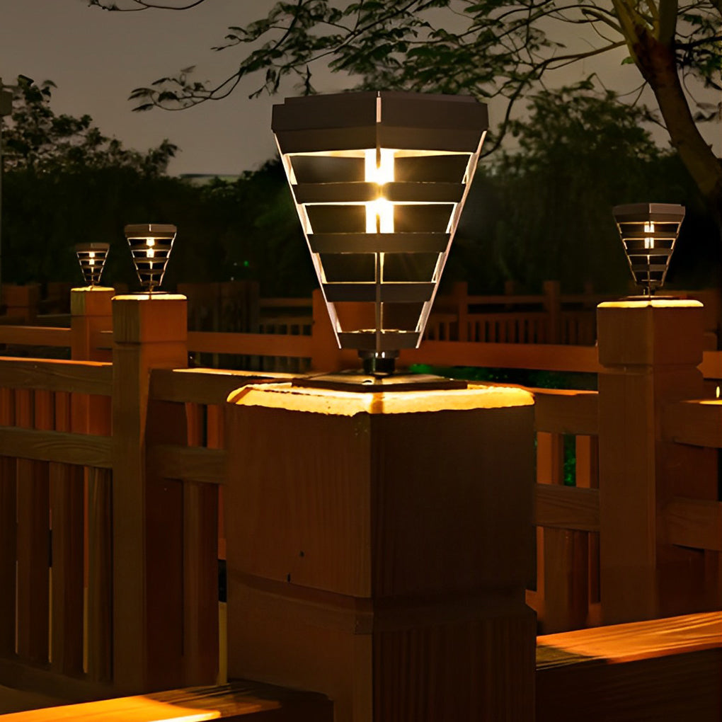 Modern Solar Black Outdoor Post Light with Intelligent Control