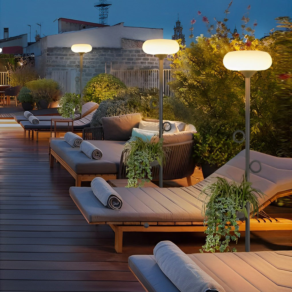 Modern LED Outdoor Floor Lamp with Remote Control - Black Steel