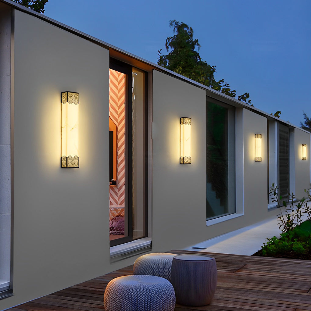 Modern Rectangular Resin LED Outdoor Wall Light - Waterproof