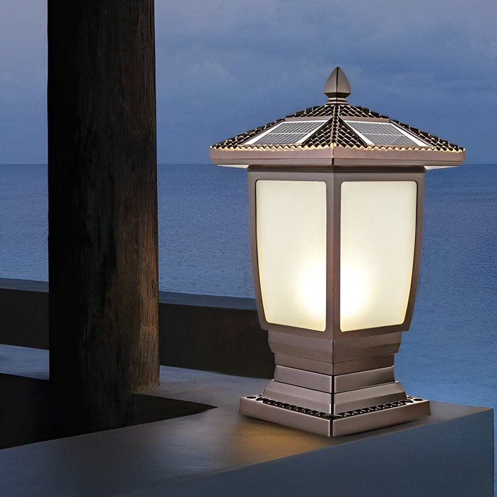 Modern Solar Fence Post Light - Glass & Aluminum Outdoor