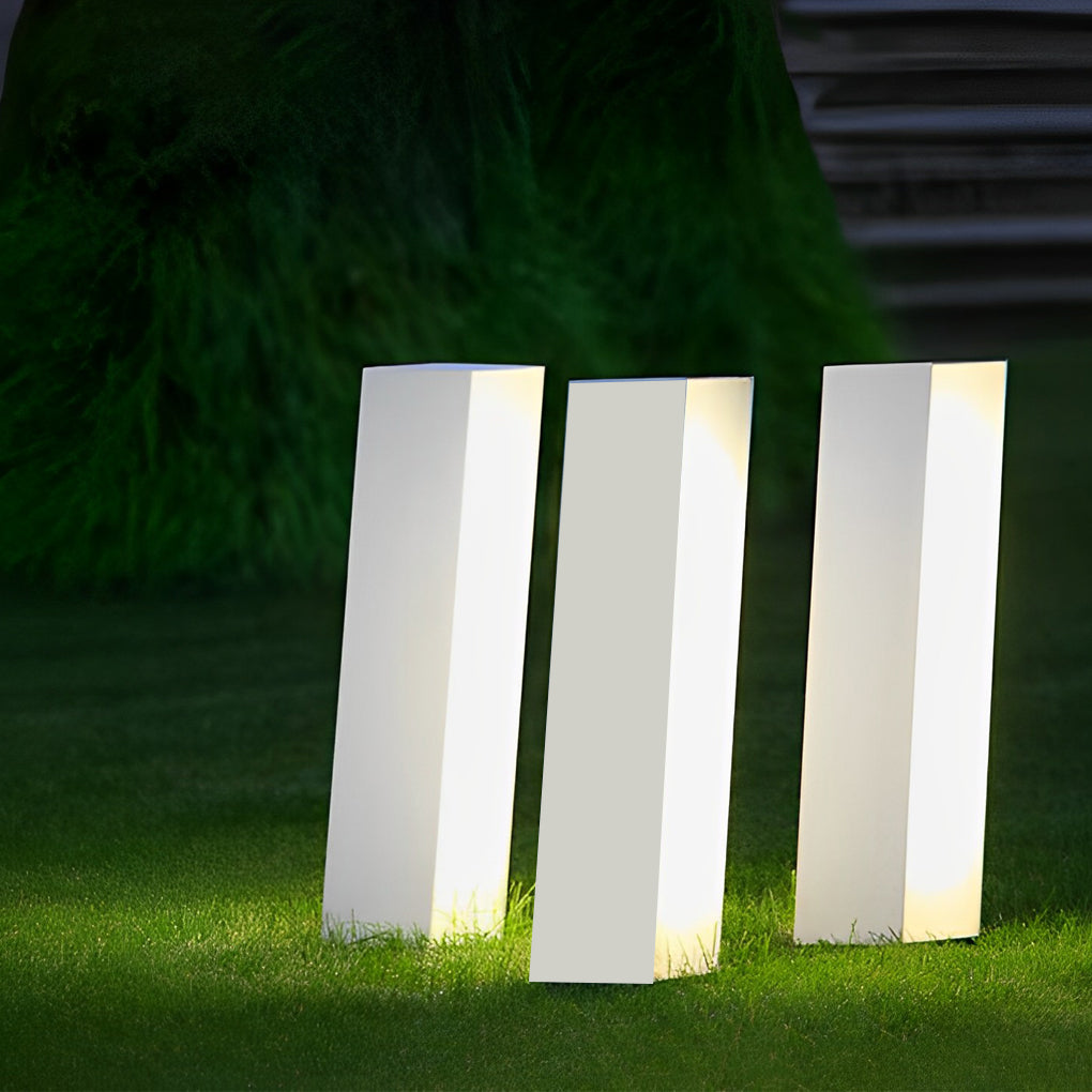Modern Cuboid Inclined LED Outdoor Lawn Lamp - Stainless Steel