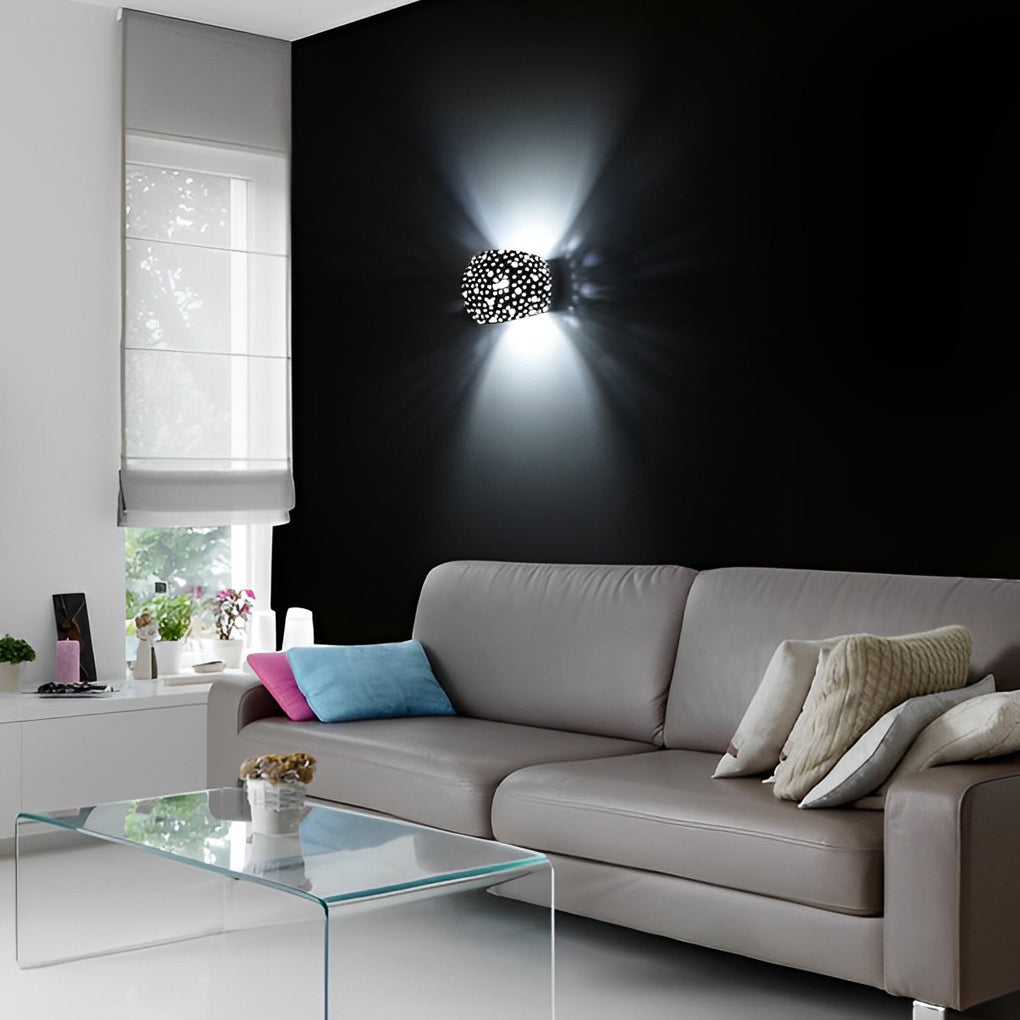 Modern Hollow Gypsum LED Wall Sconce - White Minimalist Up Down Light