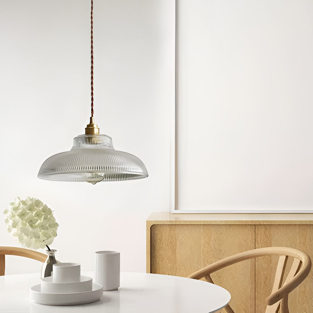 Modern Round Glass Pendant Light with Copper Fixture E27