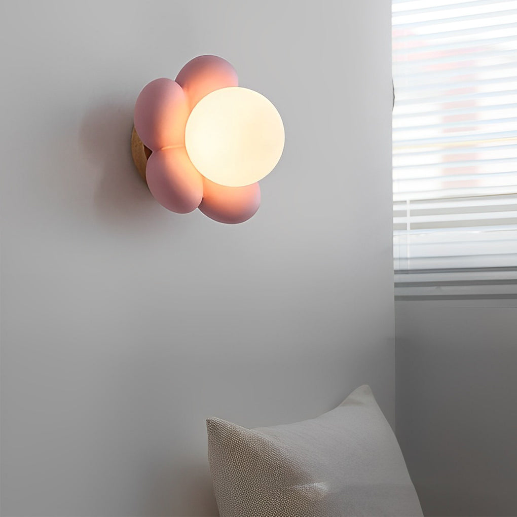 Flower Wall Sconce Modern Wood Glass Nordic Bedroom Lighting