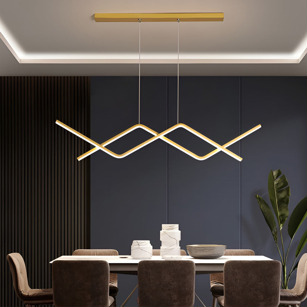 Linear LED Chandelier with 3-Step Dimming - Modern Pendant Light