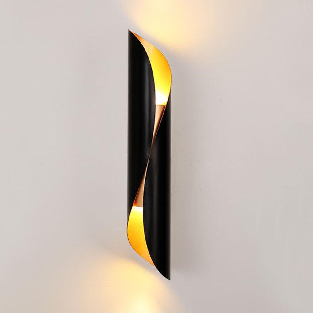 Modern Arc Wall Sconce – Industrial Metal Design with Gold Accent