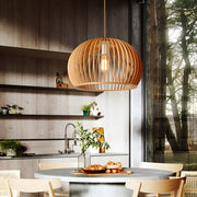Wood Lantern Pendant Light - Nordic Semi-Circle Design