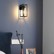 Minimalist Black Iron Glass Wall Sconce - Industrial Style