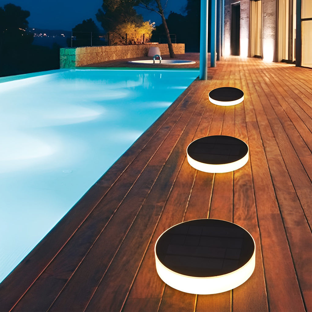 Solar LED Ground Lights Modern Waterproof Disk Landscape Lighting