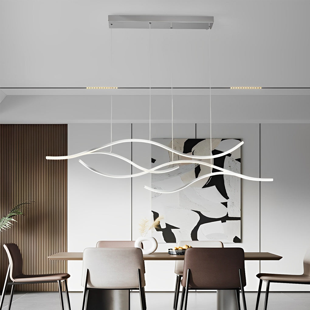 Modern Wave Linear LED Pendant Light Island Chandelier