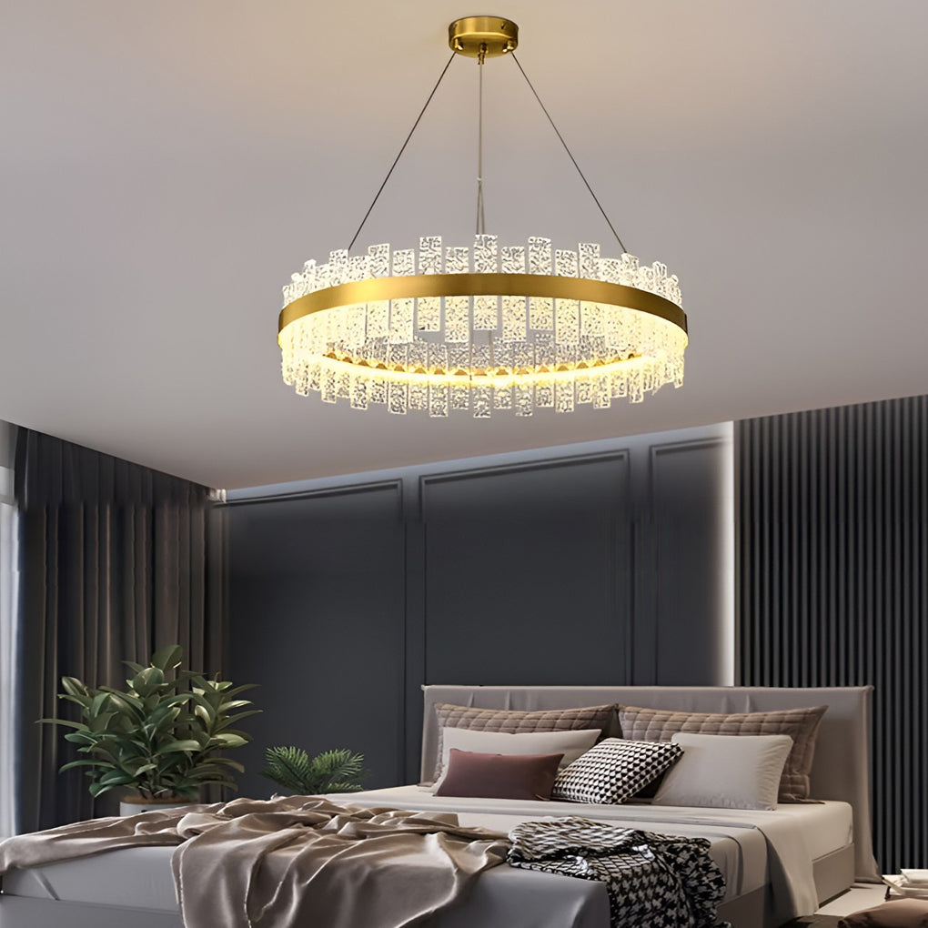 Modern Crystal Glass Chandelier with Dimmable LED Light