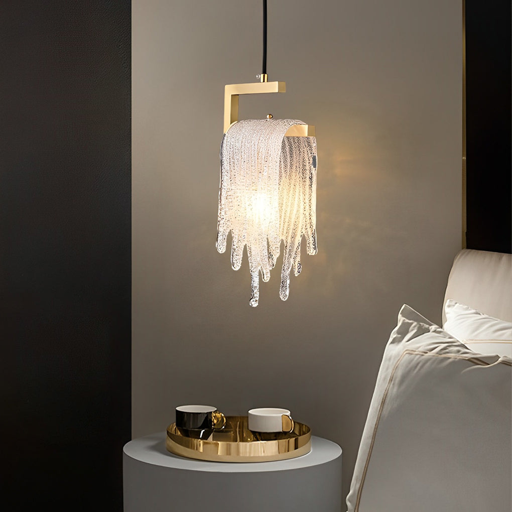 Modern Handmade Glass Pendant Light with Copper Finish & LED