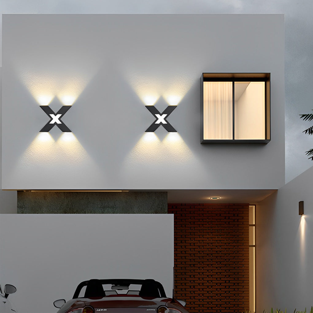 X-Shape Waterproof LED Aluminum Outdoor Wall Light - Modern Black