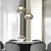 Smoke Gray Glass Ball Pendant Light Modern LED Island Lighting